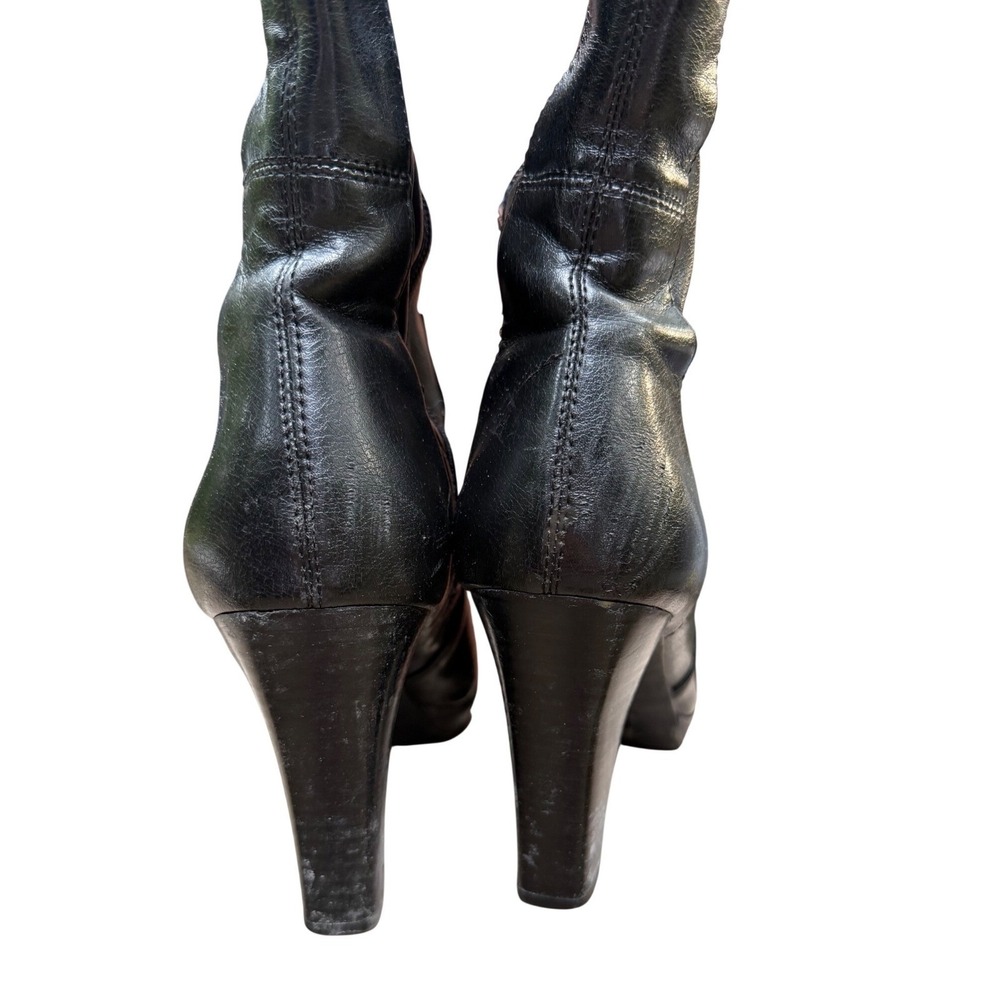 Franco Sarto Yoni Black Leather Knee High Boots Block Heel Size 7.5 - Picture 9 of 13